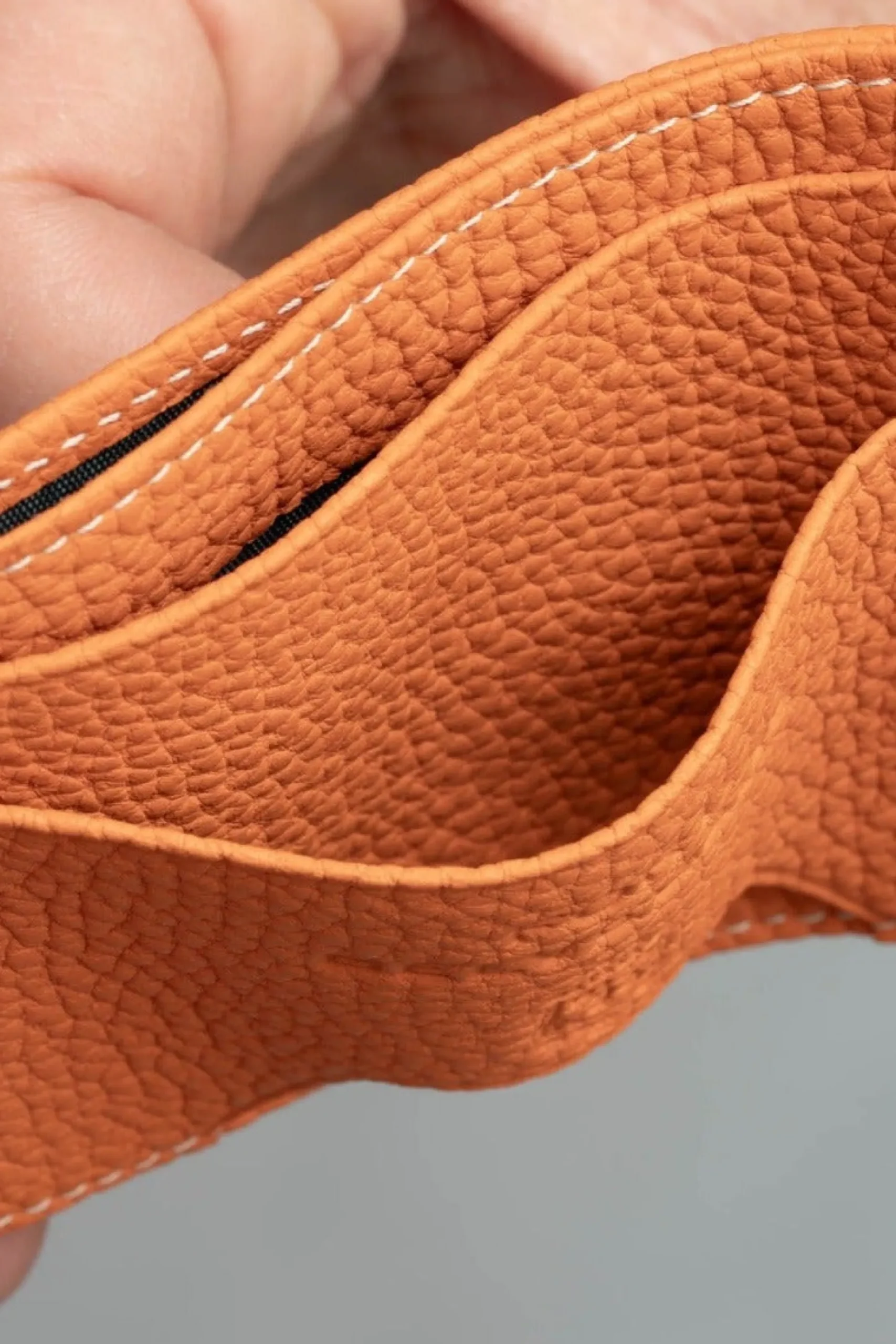 Slim Orange Togo Leather Cardholder Wallet