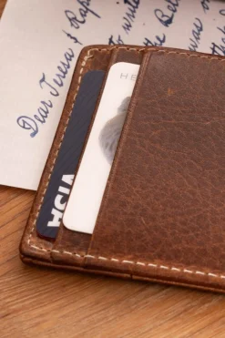 Slim Saddle Brown Dumont Leather Cardholder Wallet