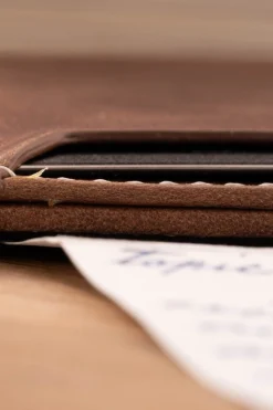 Slim Saddle Brown Montecristo Leather Cardholder Wallet