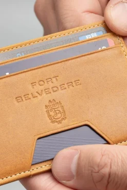Slim Vintage Gold Leather Cardholder Wallet