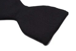Small Black Single-End Silk Moiré Bow Tie