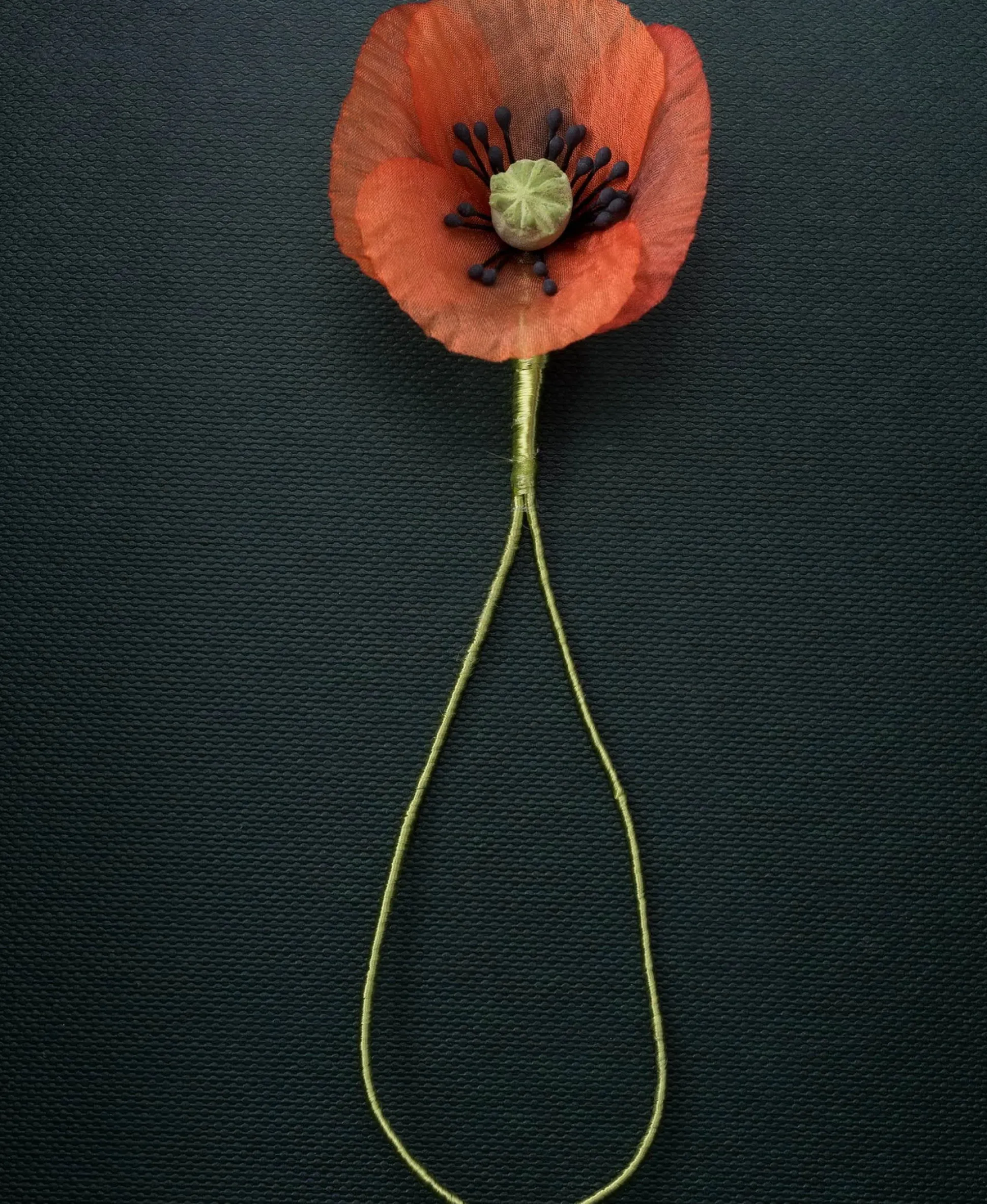 Small Orange Poppy Silk Boutonnière Flower