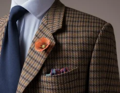 Small Orange Poppy Silk Boutonnière Flower
