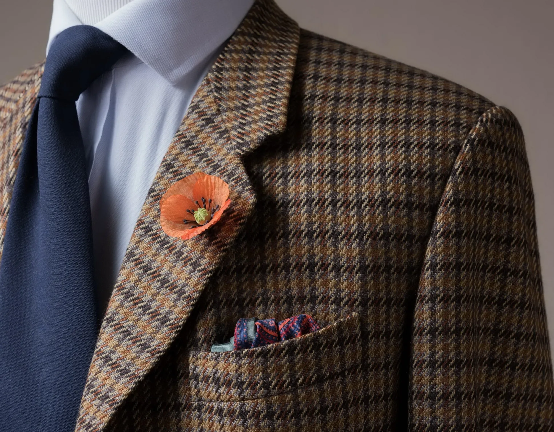 Small Orange Poppy Silk Boutonnière Flower