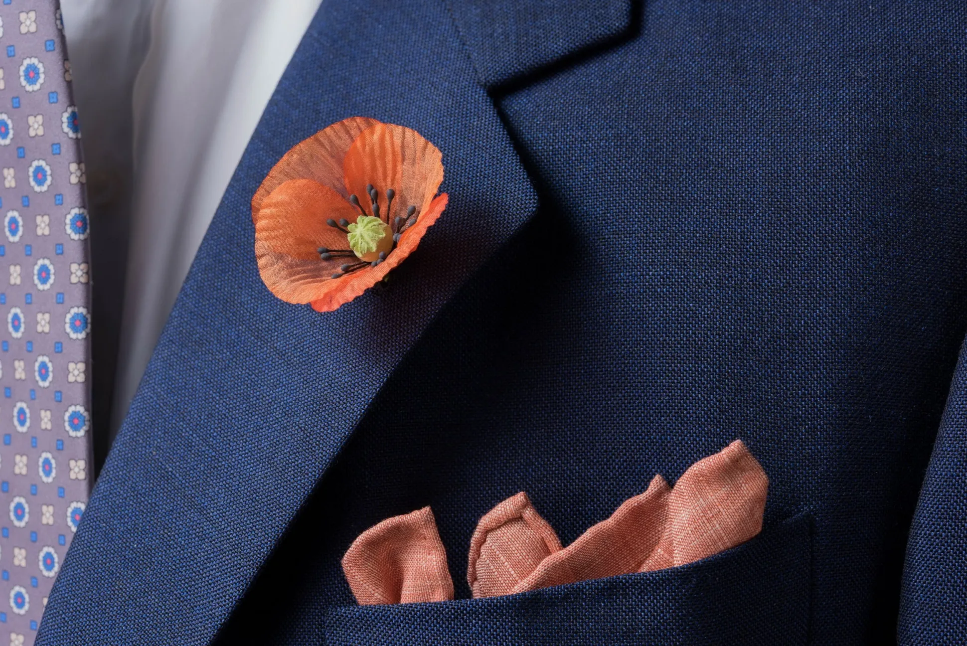 Small Orange Poppy Silk Boutonnière Flower