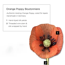 Small Orange Poppy Silk Boutonnière Flower