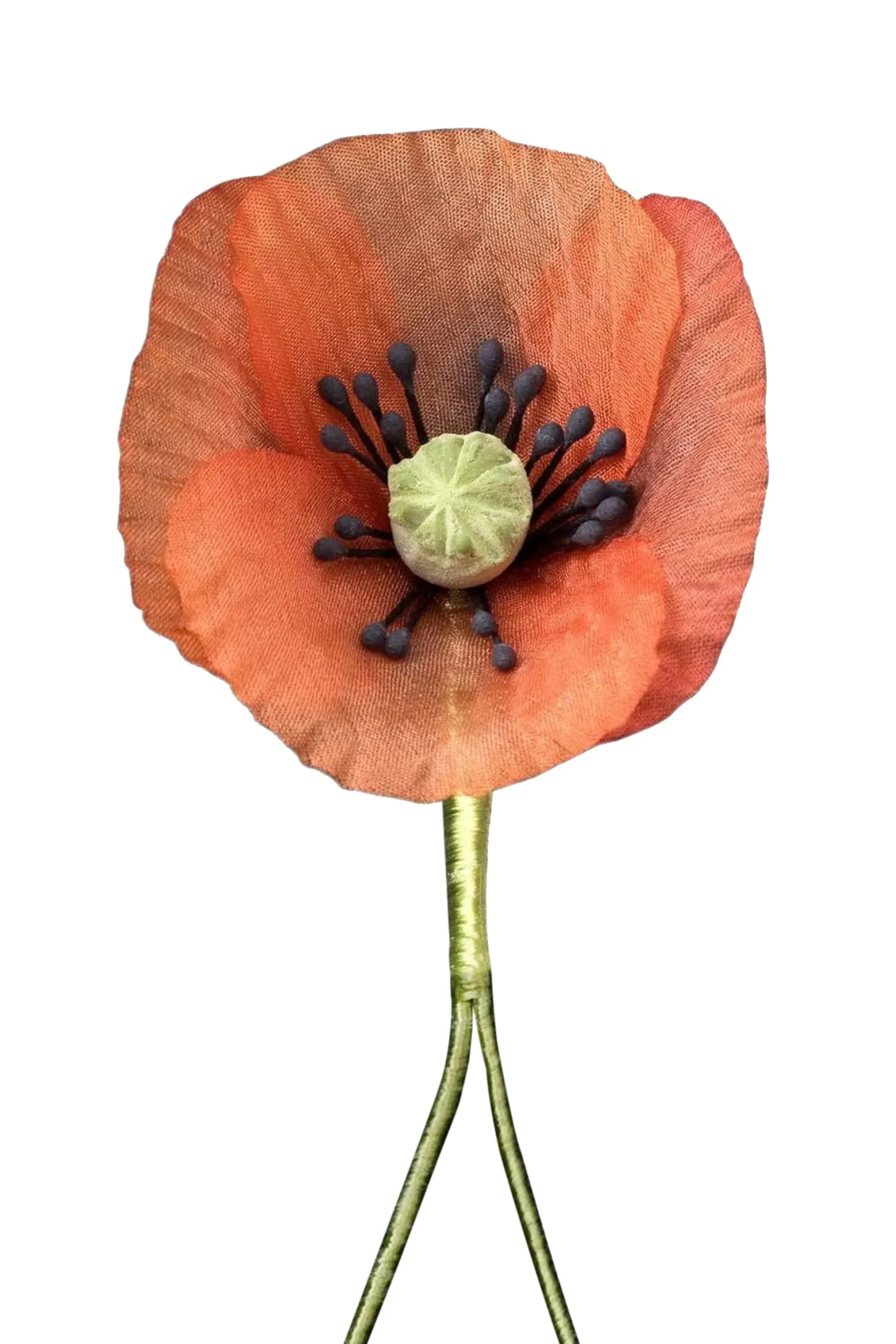 Small Orange Poppy Silk Boutonnière Flower