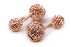 Solid Rose Gold Monkey Fist Knot Cufflinks
