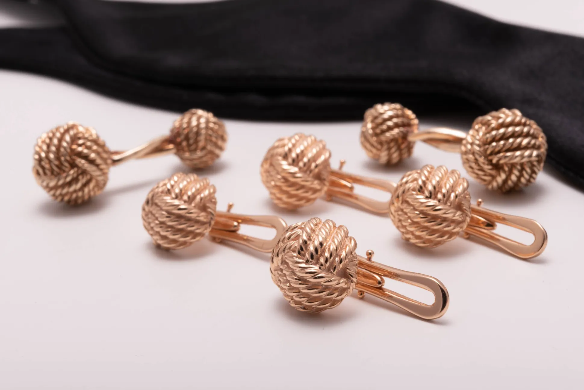 Solid Rose Gold Monkey Fist Knot Studs