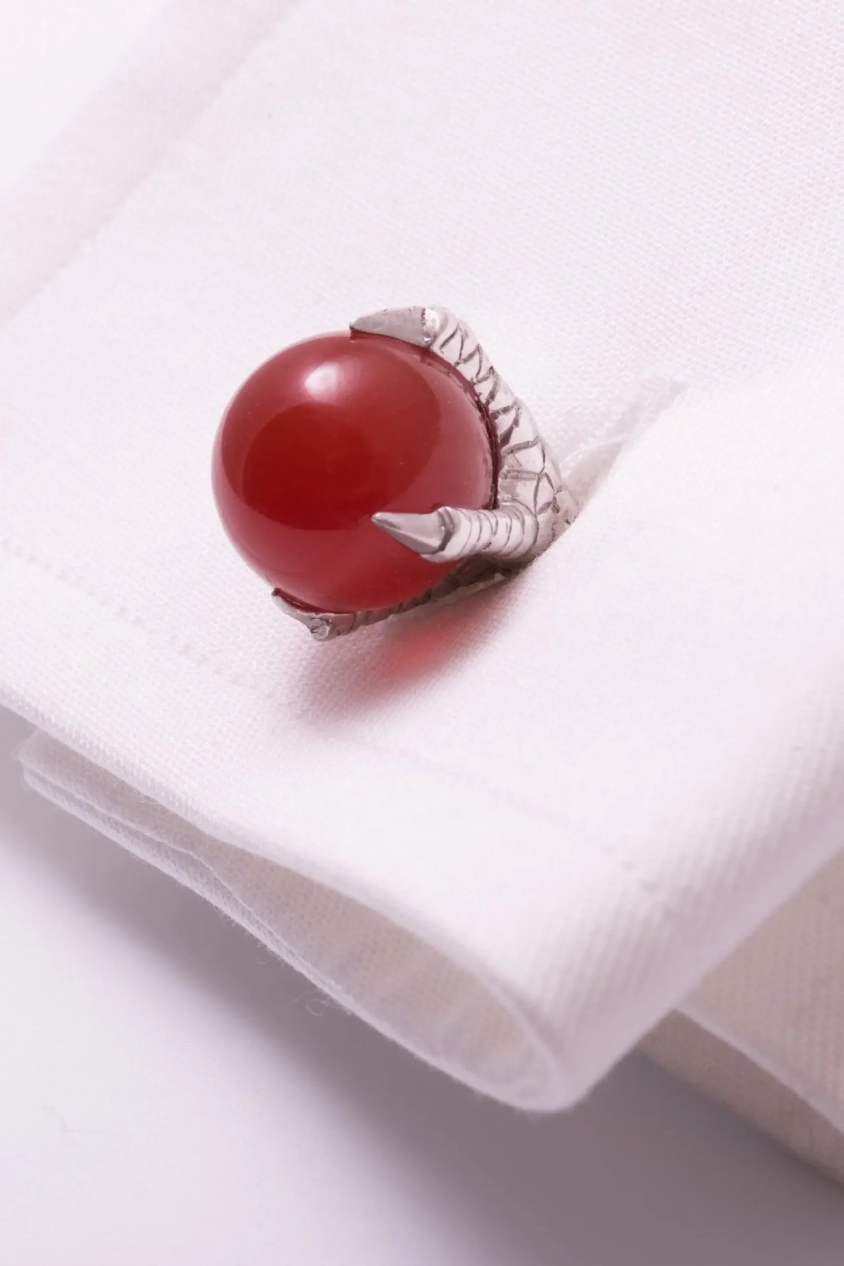 Solid White Gold Eagle Claw with Ball Cufflinks