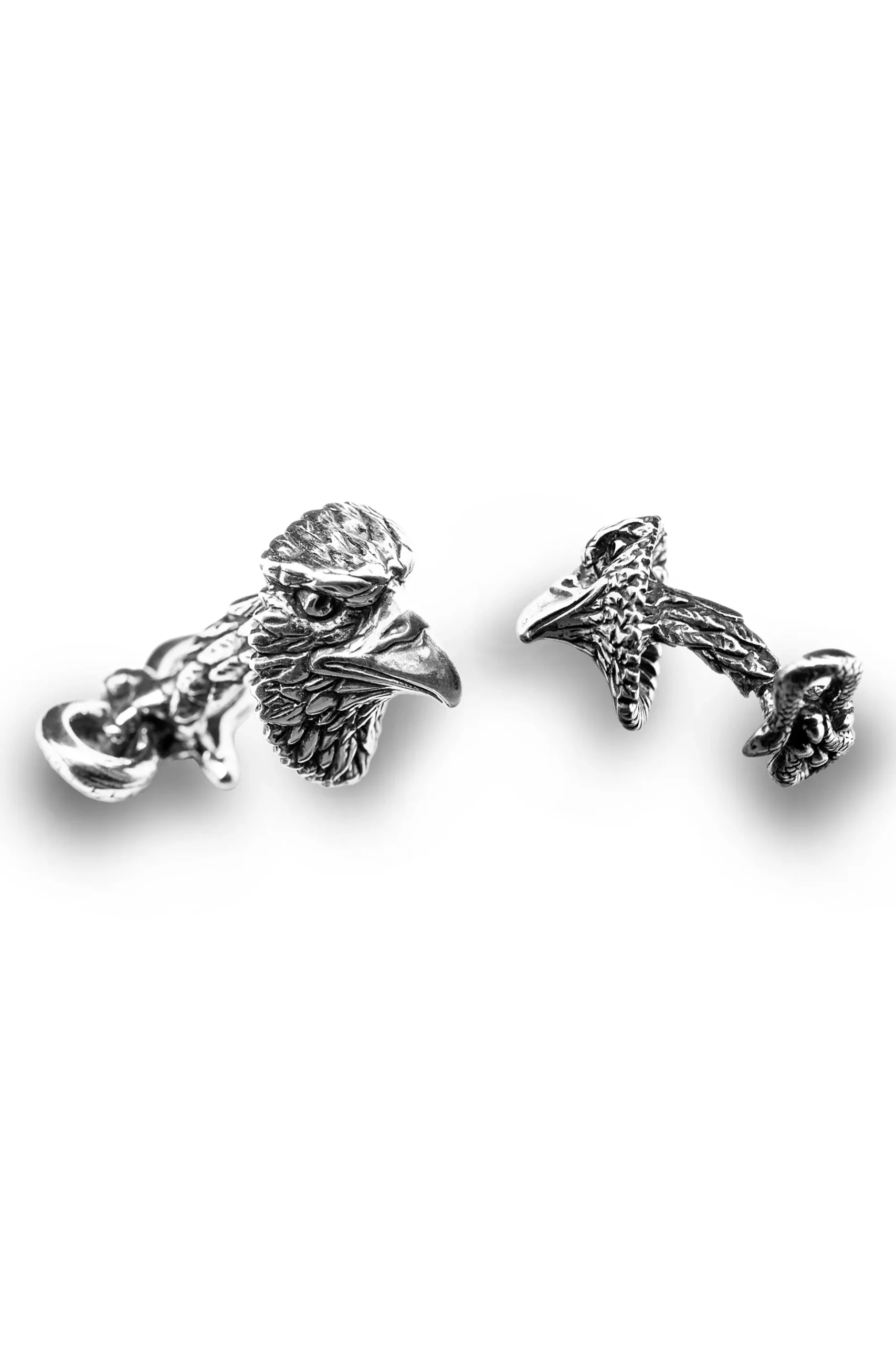Solid White Gold Eagle & Snake Cufflinks