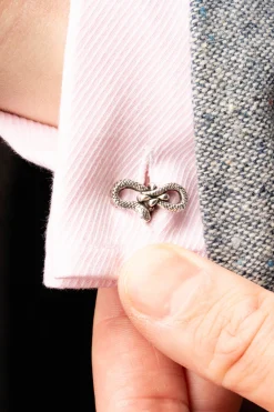 Solid White Gold Eagle & Snake Cufflinks