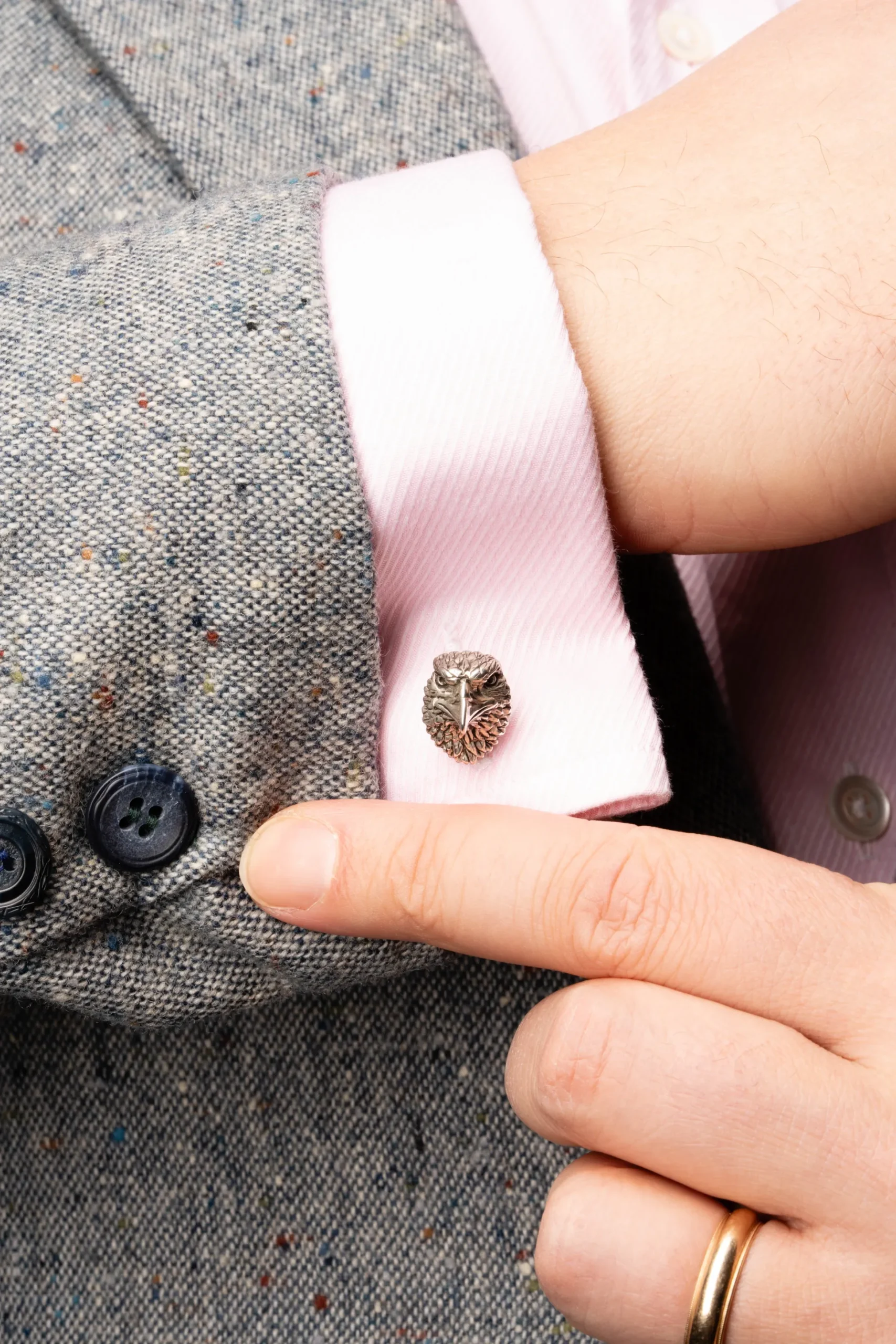 Solid White Gold Eagle & Snake Cufflinks