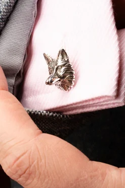 Solid White Gold Fox & Goose Cufflinks