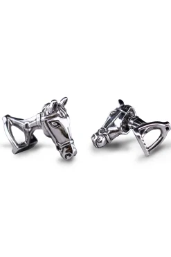 Solid White Gold Horse & Stirrup Cufflinks