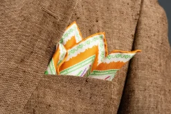 Summery Orange & White Large Paisley Silk Pocket Square