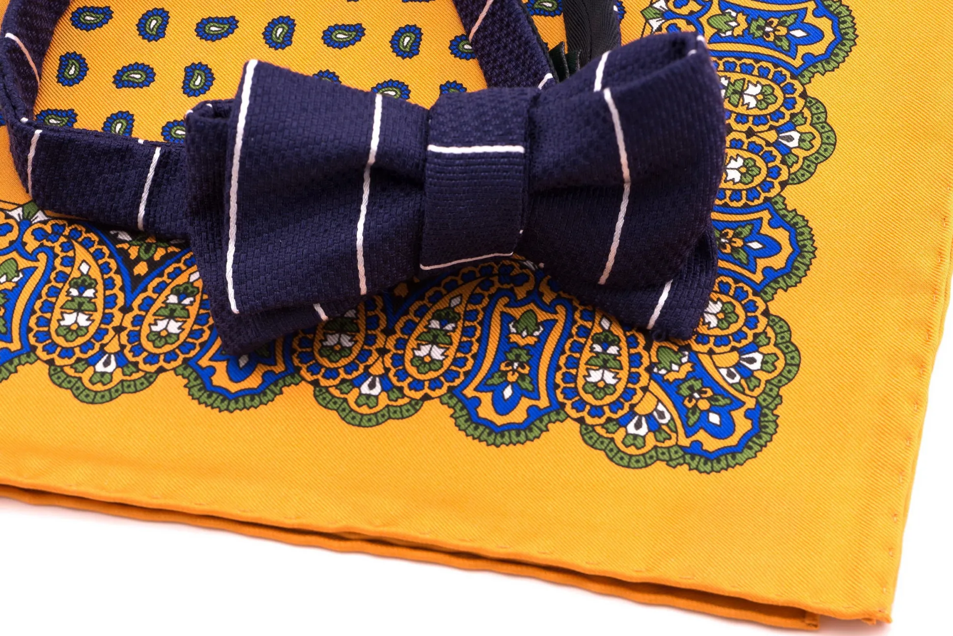 Sunflower Orange Small & Large Paisley Silk Pocket Square