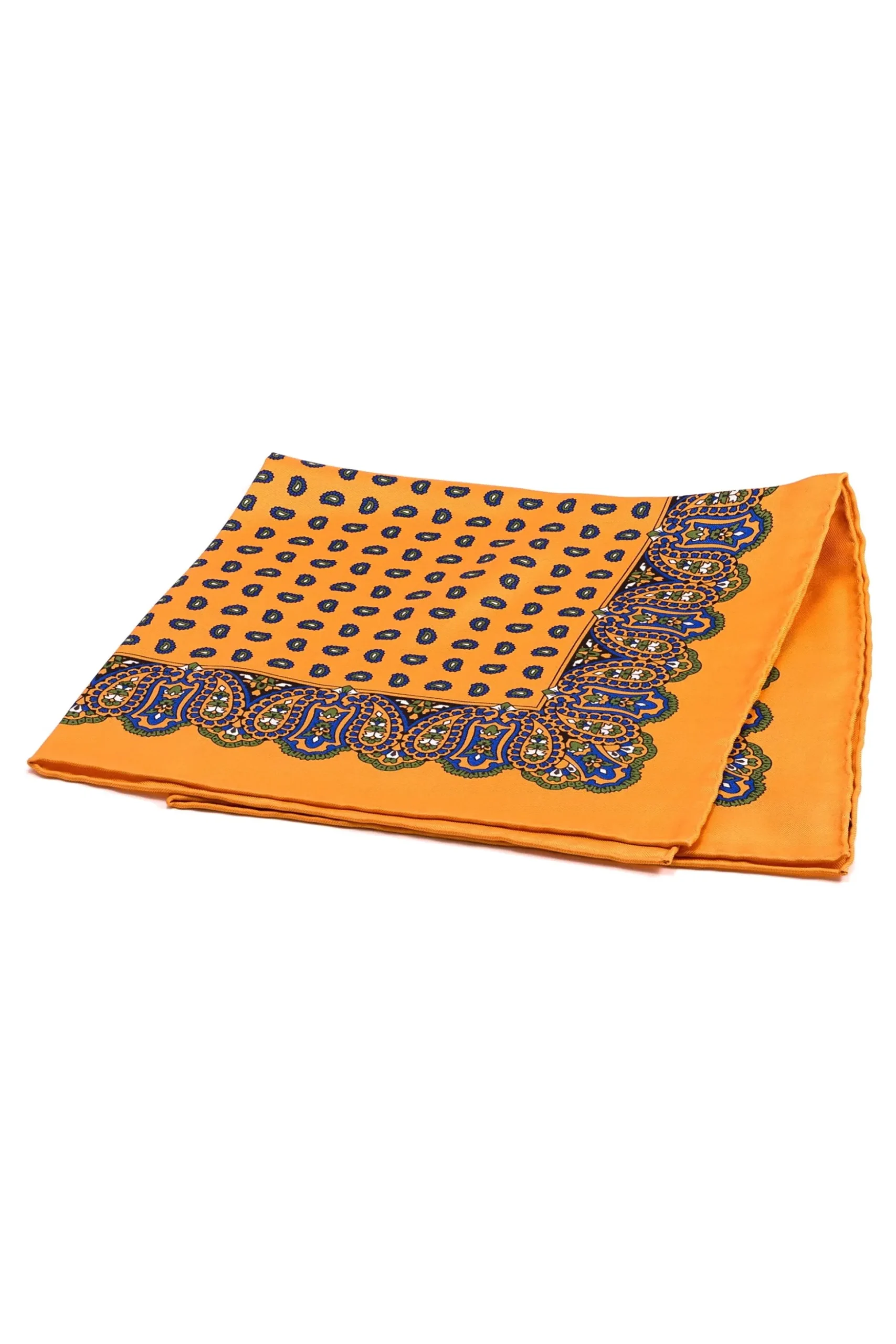 Sunflower Orange Small & Large Paisley Silk Pocket Square