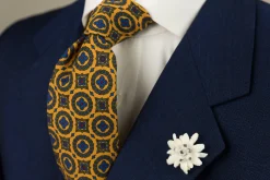 Sunflower Yellow Patterned Wool Challis Tie