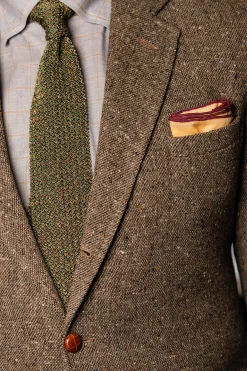 Sunstone Motif Silk-Wool Pocket Square