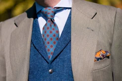 Turquoise Patterned Wool Challis Tie