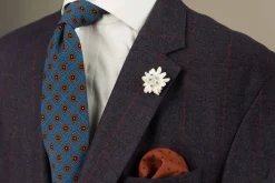Turquoise Patterned Wool Challis Tie
