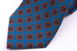 Turquoise Patterned Wool Challis Tie