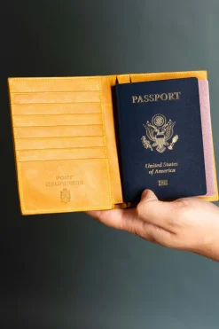 Vintage Gold Full-Grain Leather Passport Holder