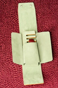 Vintage Gold & Sage Green Suede Leather Watch Case