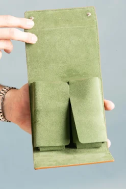 Vintage Gold & Sage Green Suede Leather Watch Case