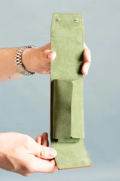 Vintage Gold & Sage Green Suede Leather Watch Case