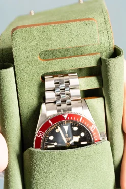 Vintage Gold & Sage Green Suede Leather Watch Case