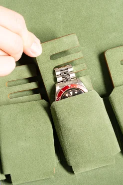 Vintage Gold & Sage Green Suede Leather Watch Case