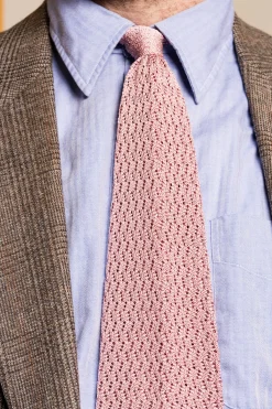 Vintage Pink Zigzag Silk Knit Tie
