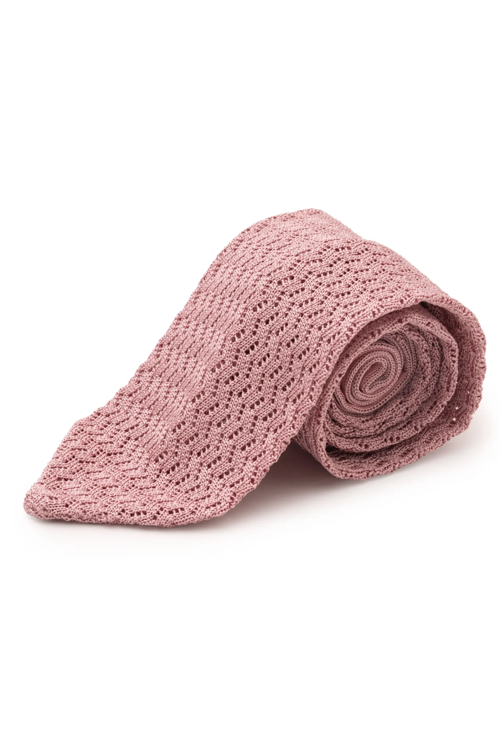 Vintage Pink Zigzag Silk Knit Tie