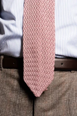 Vintage Pink Zigzag Silk Knit Tie