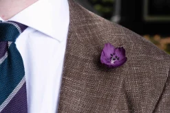 Violet & Black Christmas Rose Boutonnière Flower
