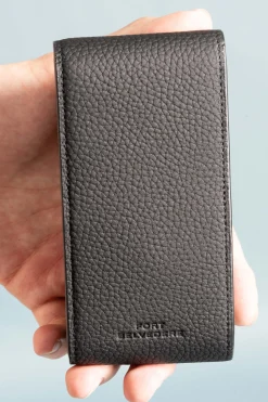 2-Watch Black Togo & Gray Suede Leather Watch Case
