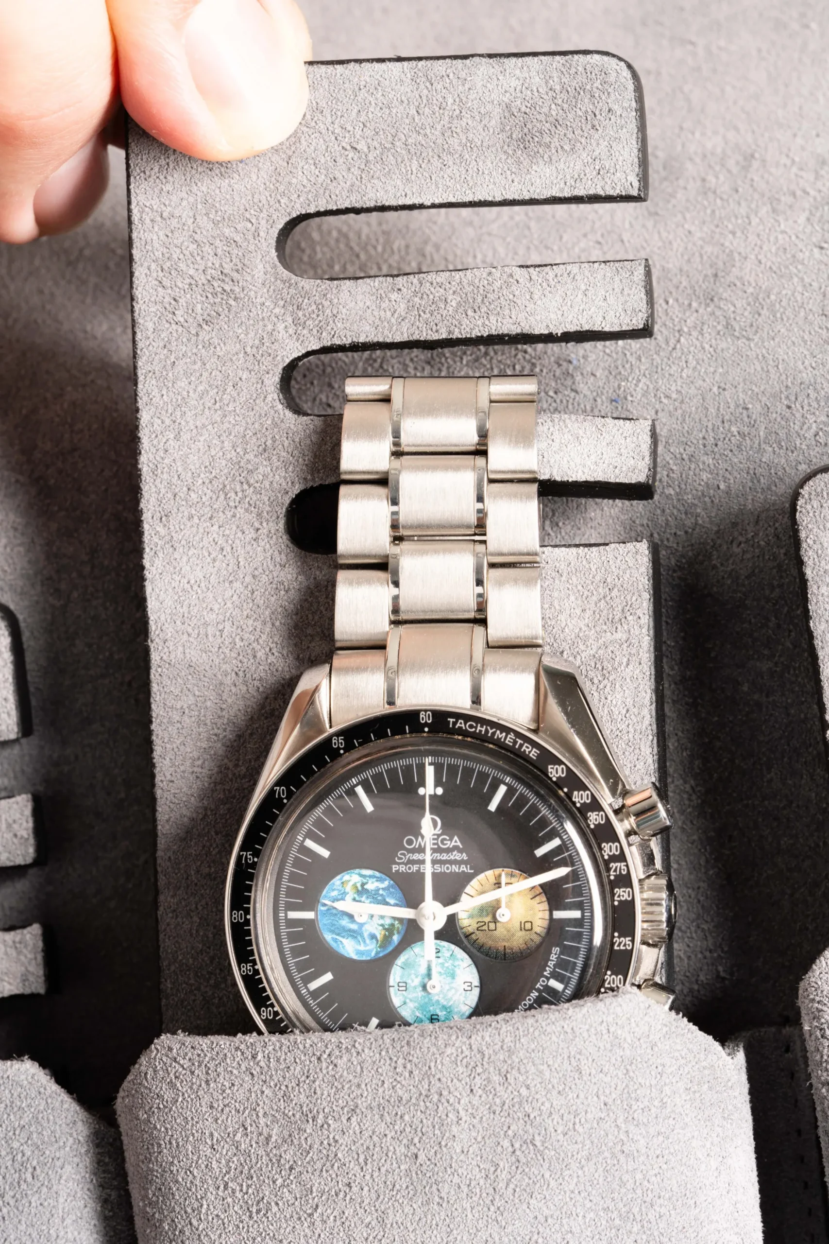 2-Watch Black Togo & Gray Suede Leather Watch Case