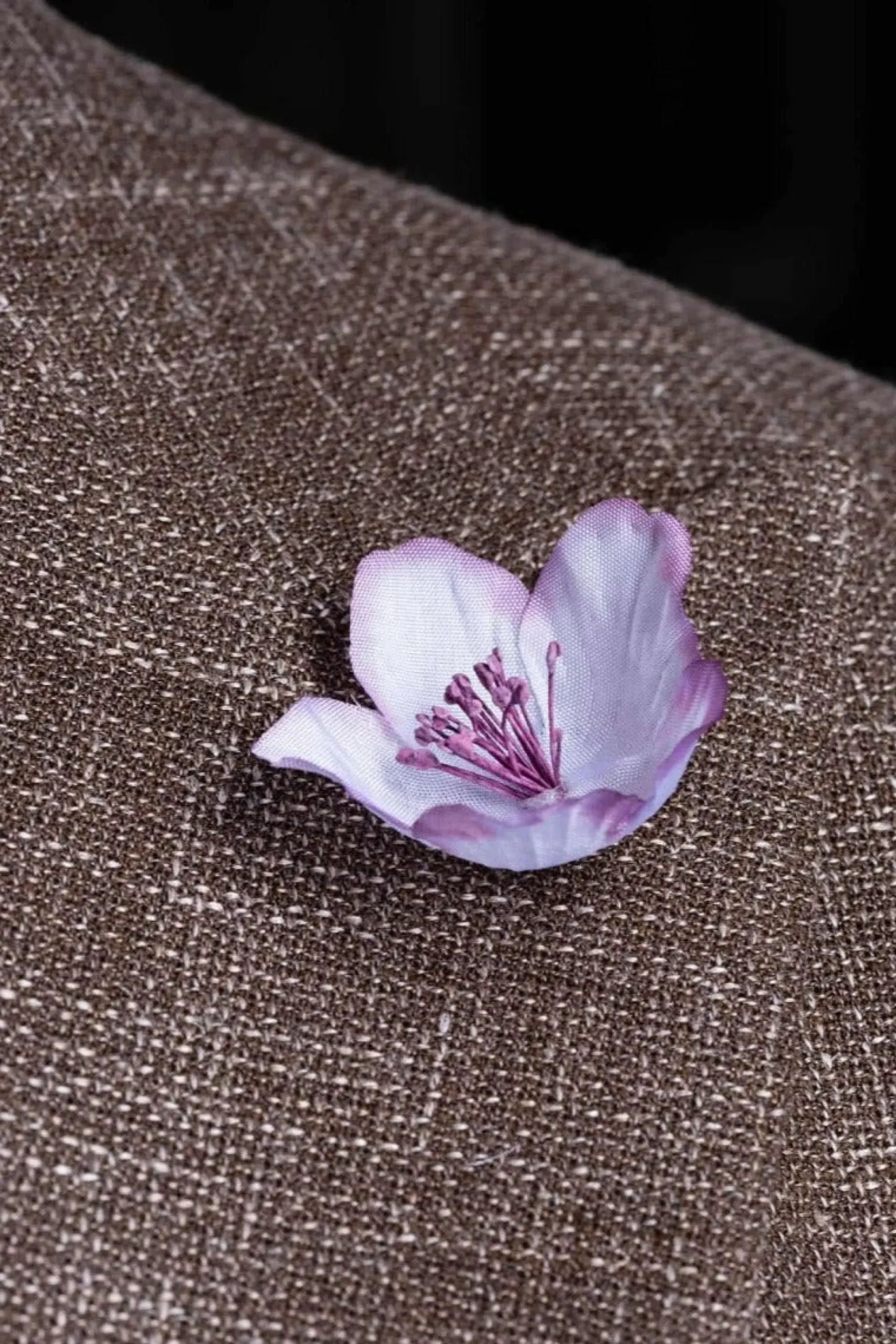 White and Violet Christmas Rose Boutonnière Flower