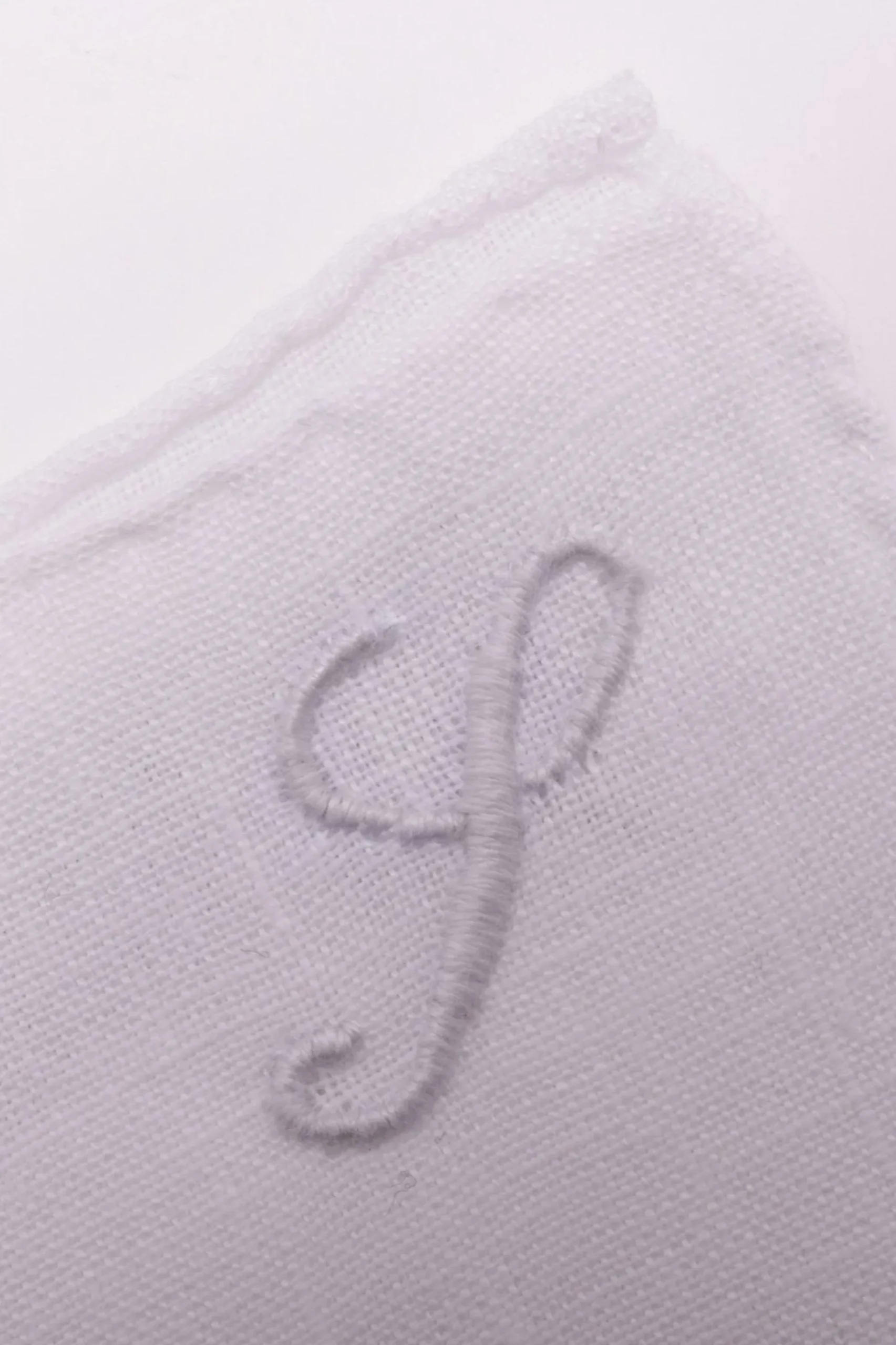 White Italian Linen Pocket Square with Hand-Embroidered Initial