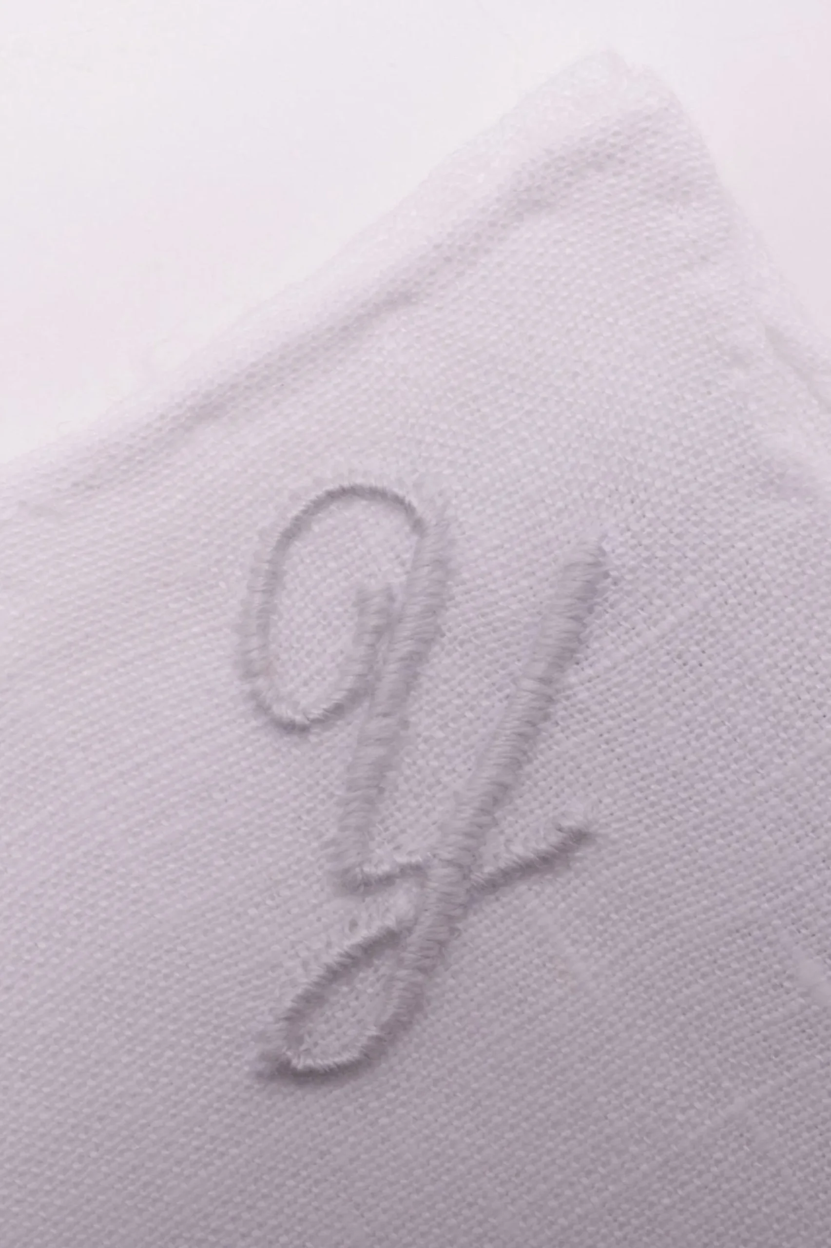 White Italian Linen Pocket Square with Hand-Embroidered Initial