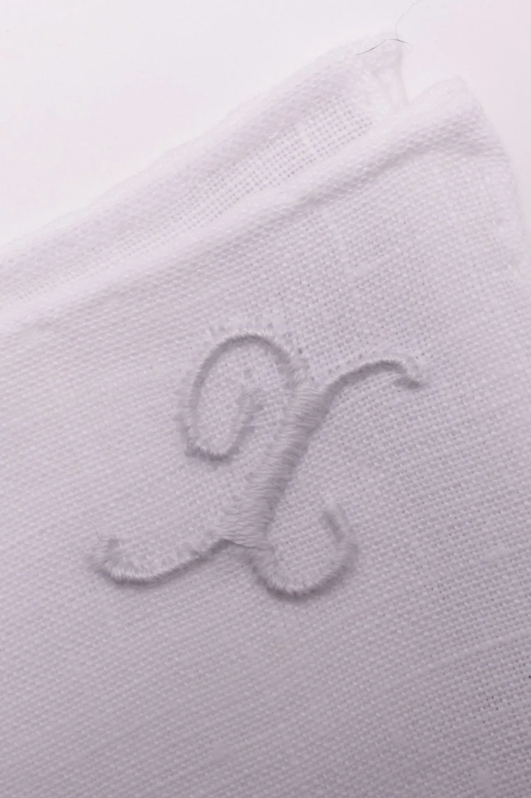 White Italian Linen Pocket Square with Hand-Embroidered Initial
