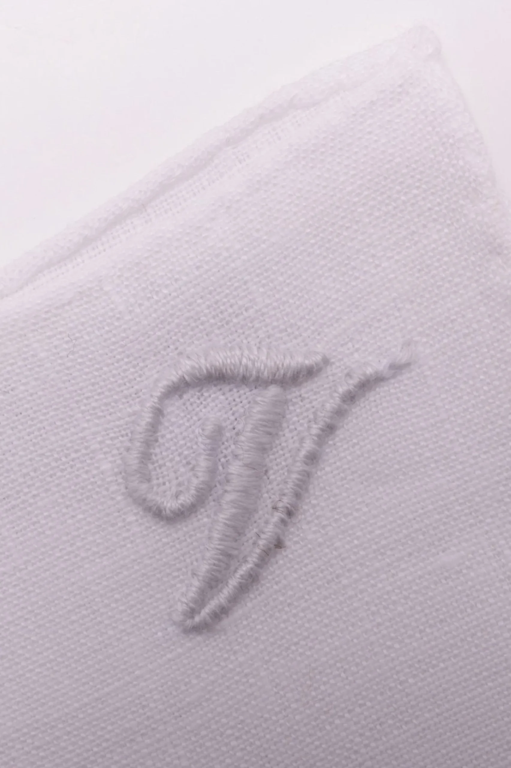 White Italian Linen Pocket Square with Hand-Embroidered Initial