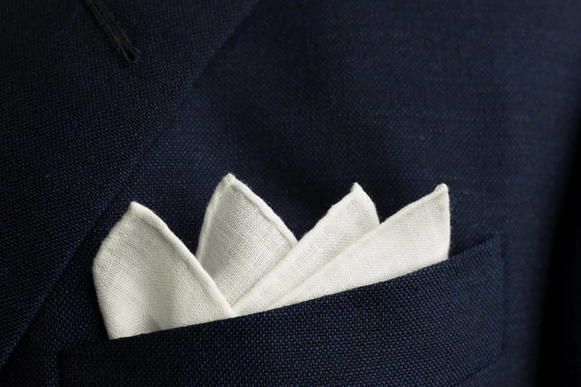 White Italian Linen Pocket Square