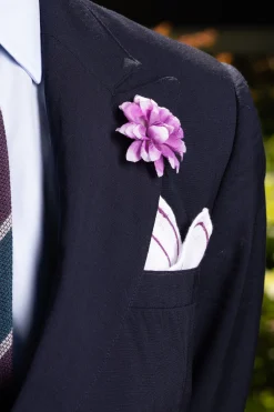 White & Purple Dahlia Boutonnière Flower