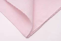 White X-Stitch Edge Pale Pink Linen Pocket Square