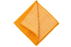 Yellow & Burgundy Polka Dot Wool Challis Pocket Square