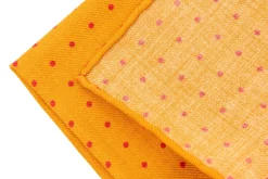 Yellow & Burgundy Polka Dot Wool Challis Pocket Square