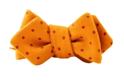 Yellow & Red Polka Dots Wool Challis Bow Tie